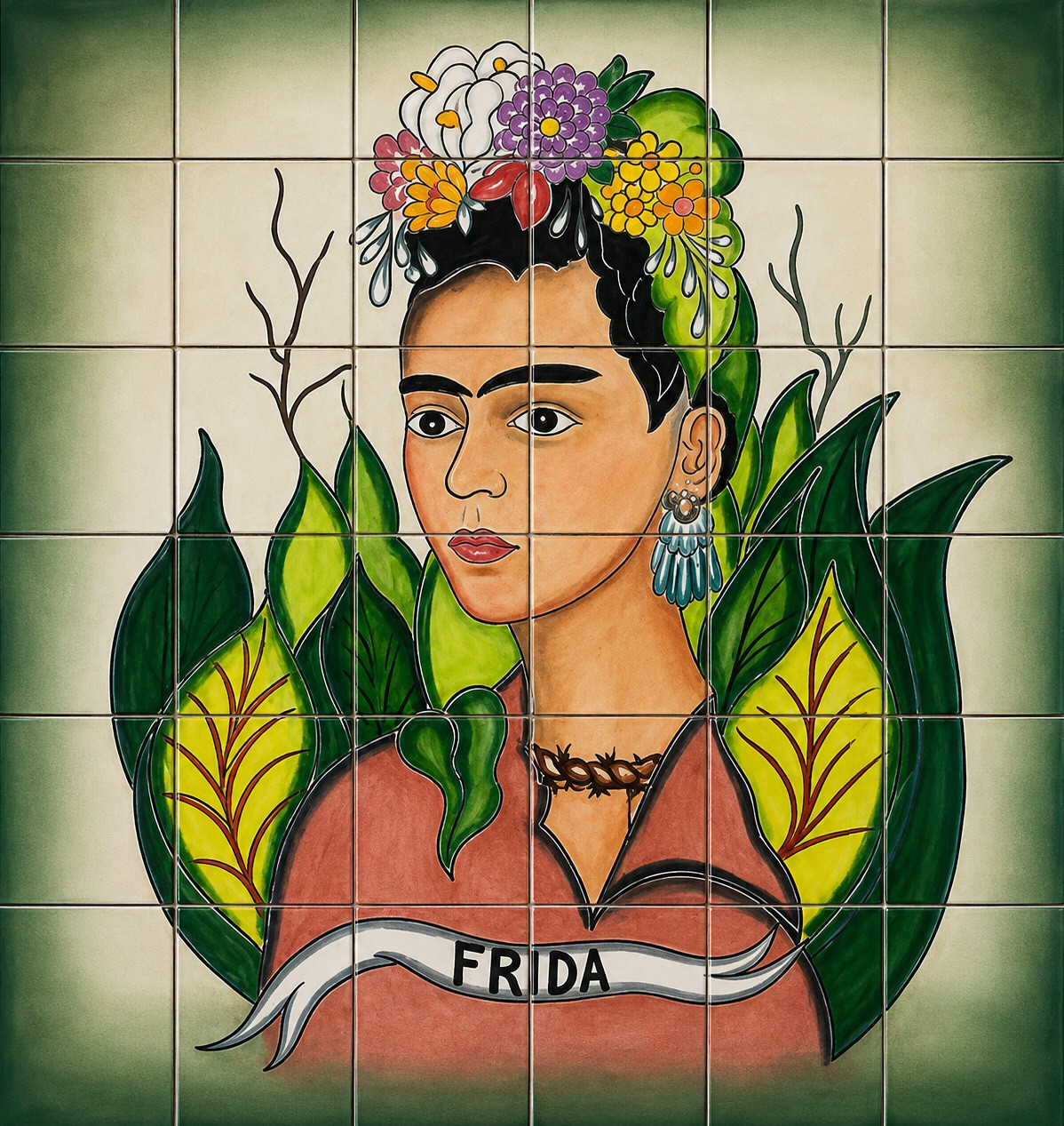 Talavera tile mural Frida Kahlo