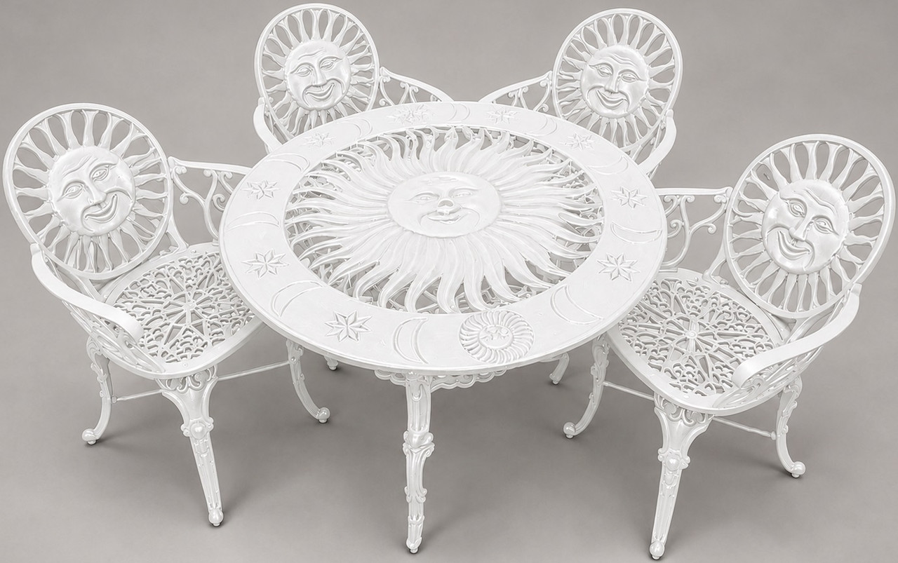 White sun aluminum dining furniture sets for elegant patios