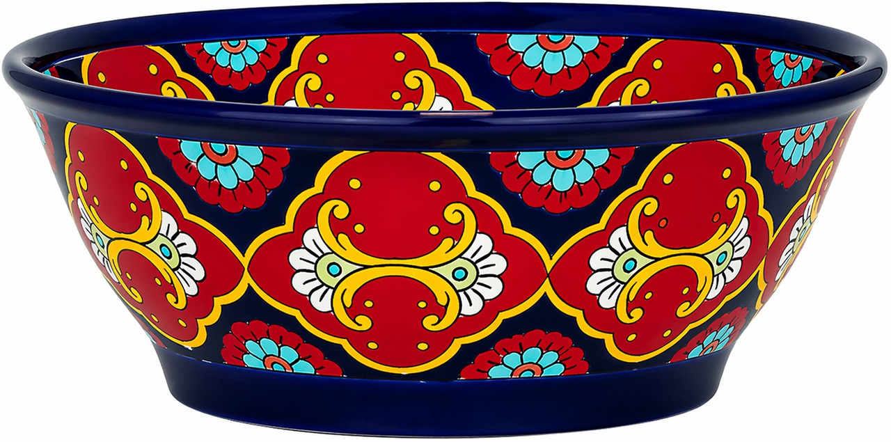 Talavera round bath cone shape vessel sink design profile