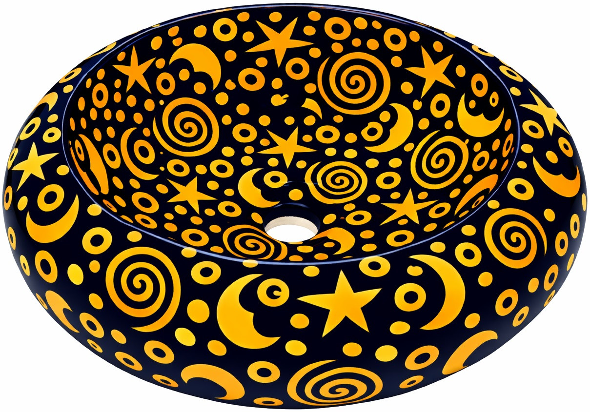 Talavera vessel bathroom sink celestial blue handmade design