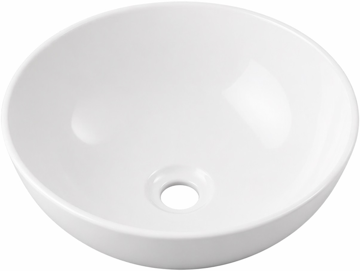 Talavera vessel sink round white minimalist Mexican bathroom top view