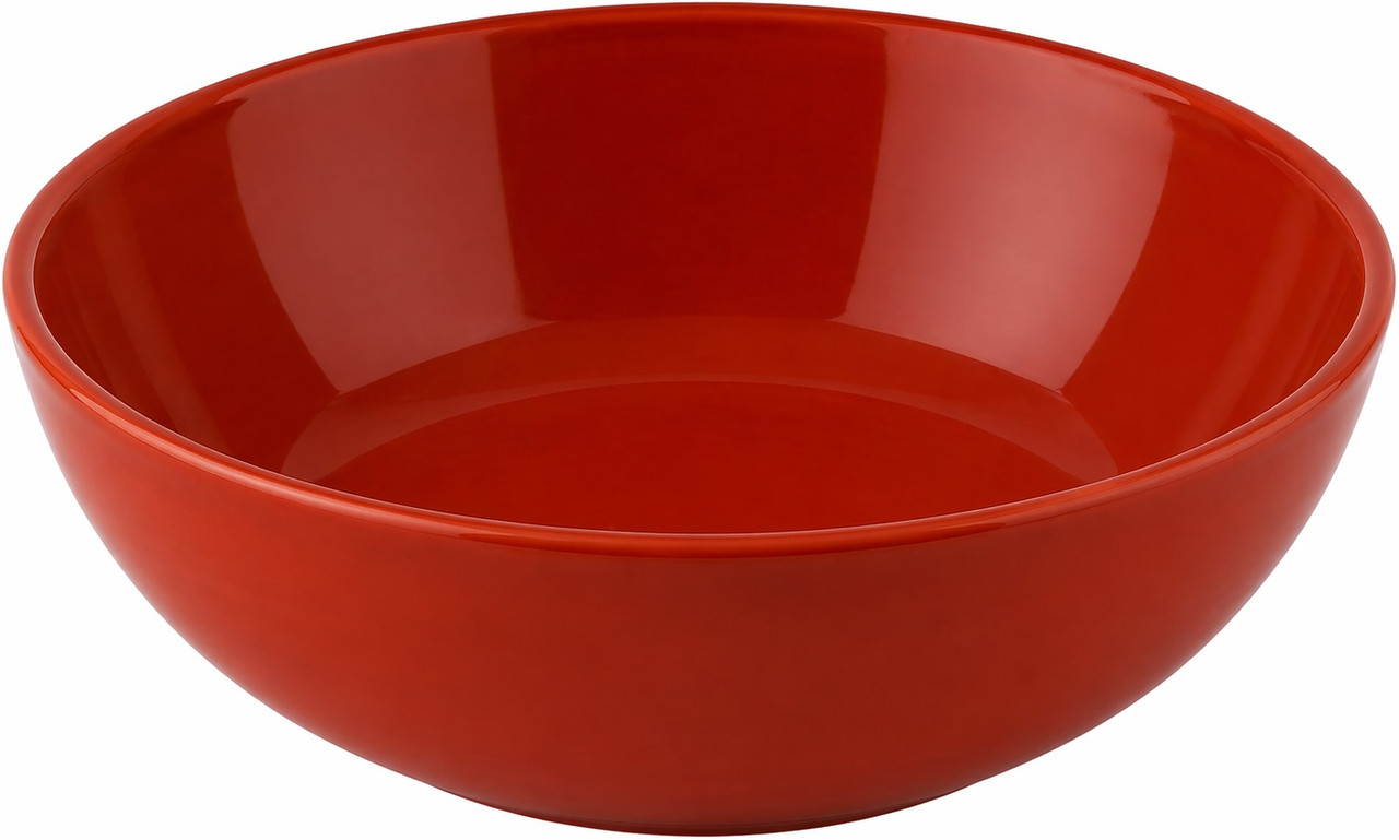 Talavera vessel sink round solid terracotta red modern design top view