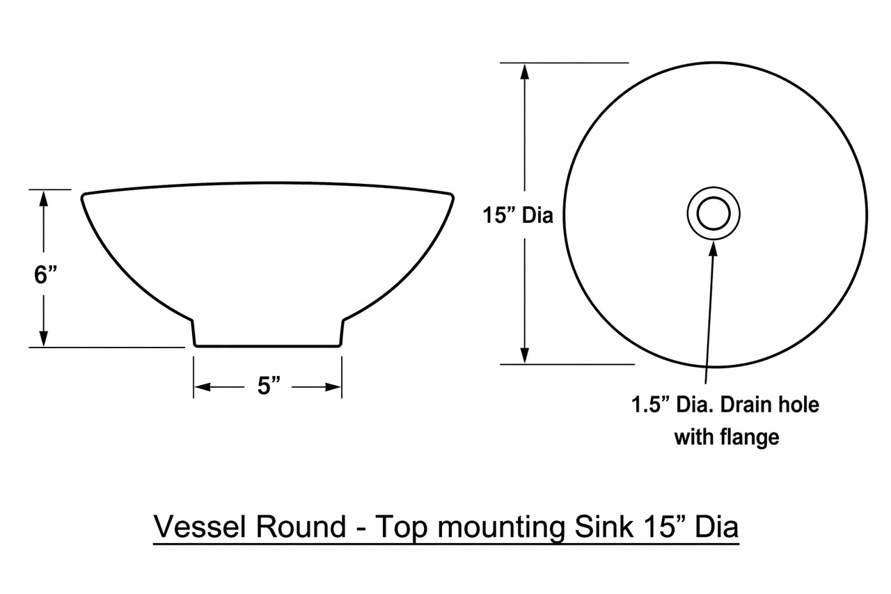 Talavera vessel sink round dimensions diagram