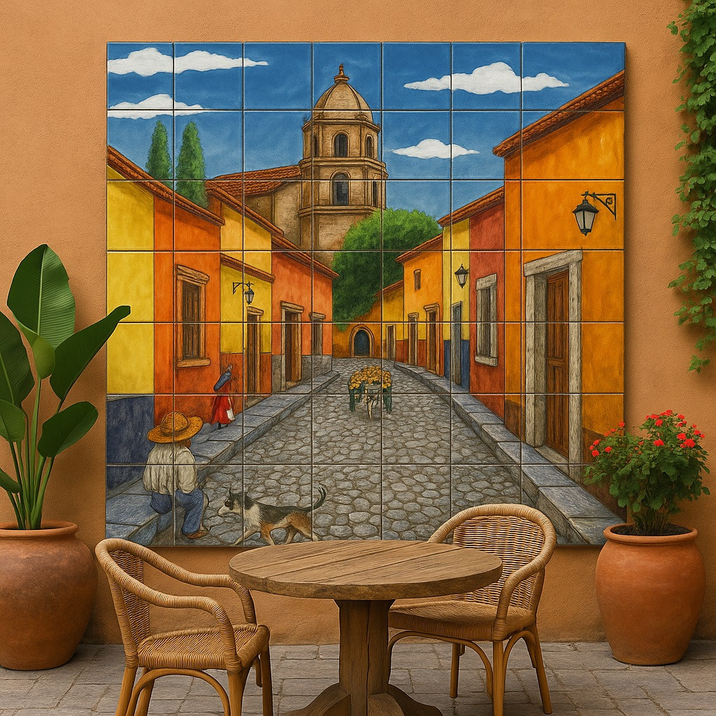 Rustic Mexican Colonial Talavera Mural – Handcrafted Ceramic Art