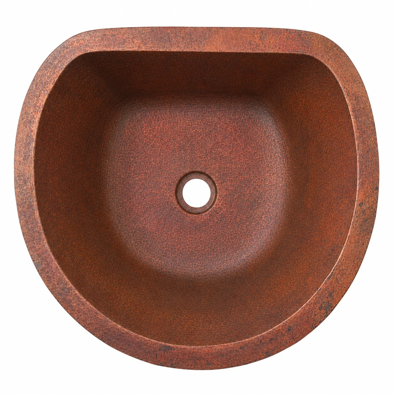 Hammered copper bar sink with rounded square basin design