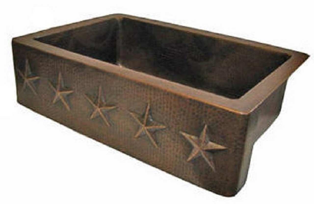 Front view of the Large Copper Apron Sink Seattle showcasing its triple-basin design