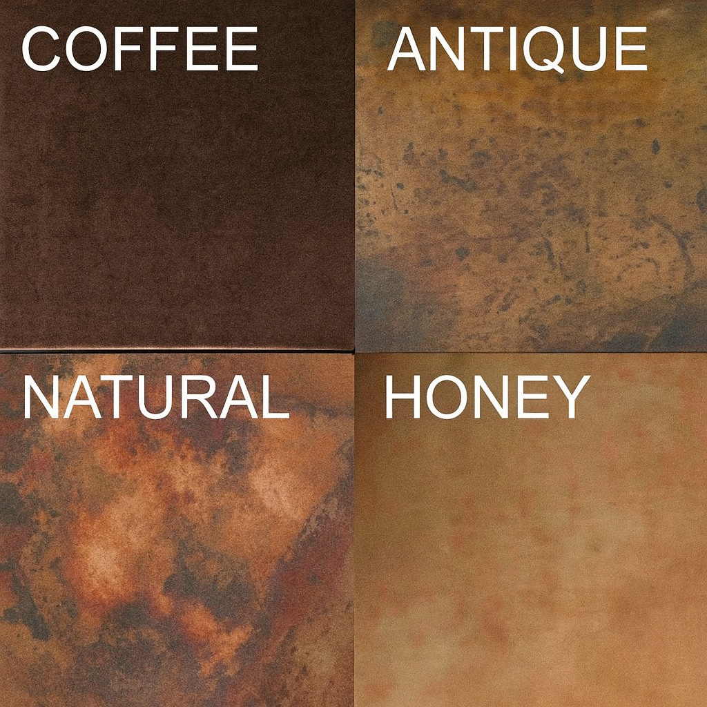Hand-hammered triple-bowl copper kitchen sink patina finish options