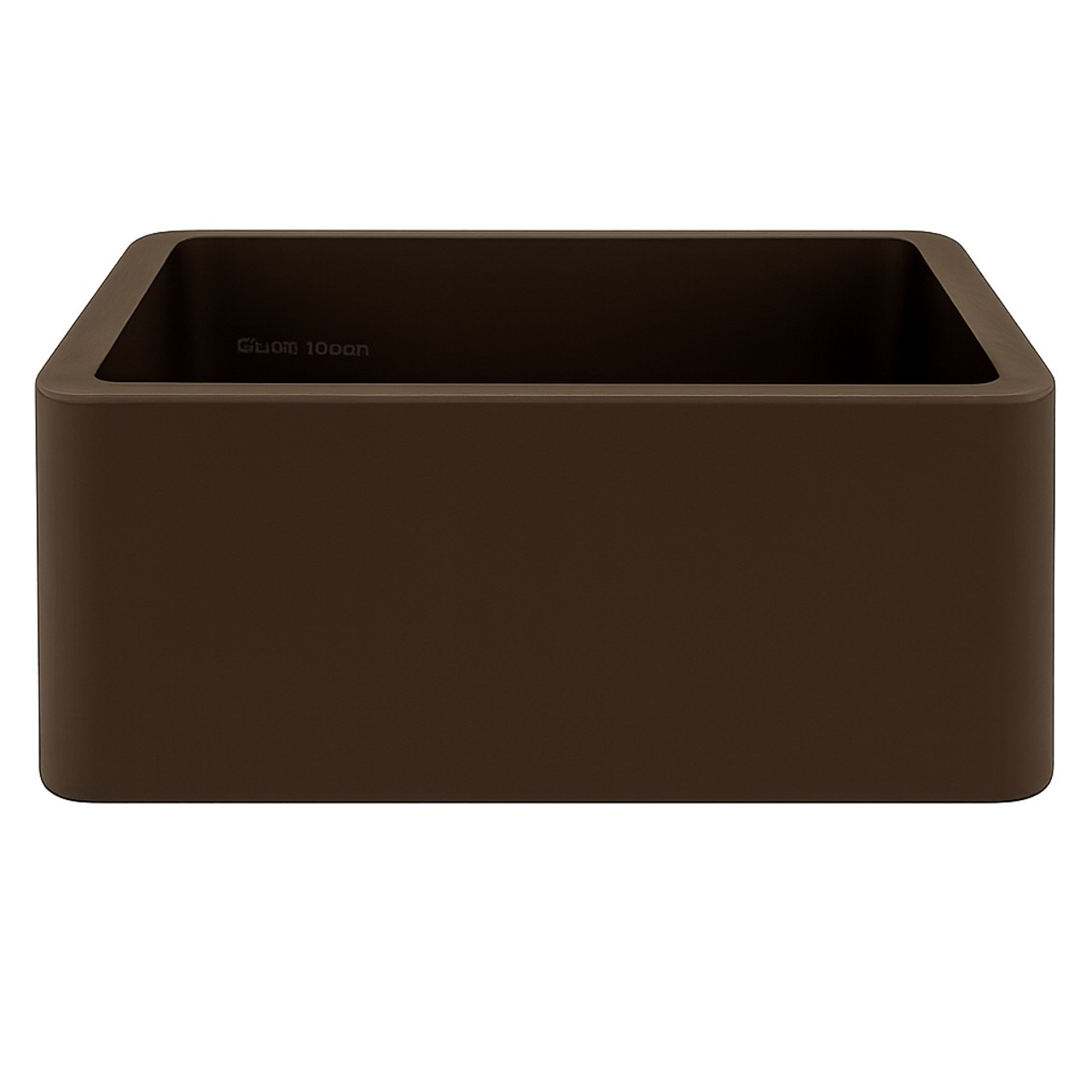 Copper apron single bowl kitchen sink front view showing the apron