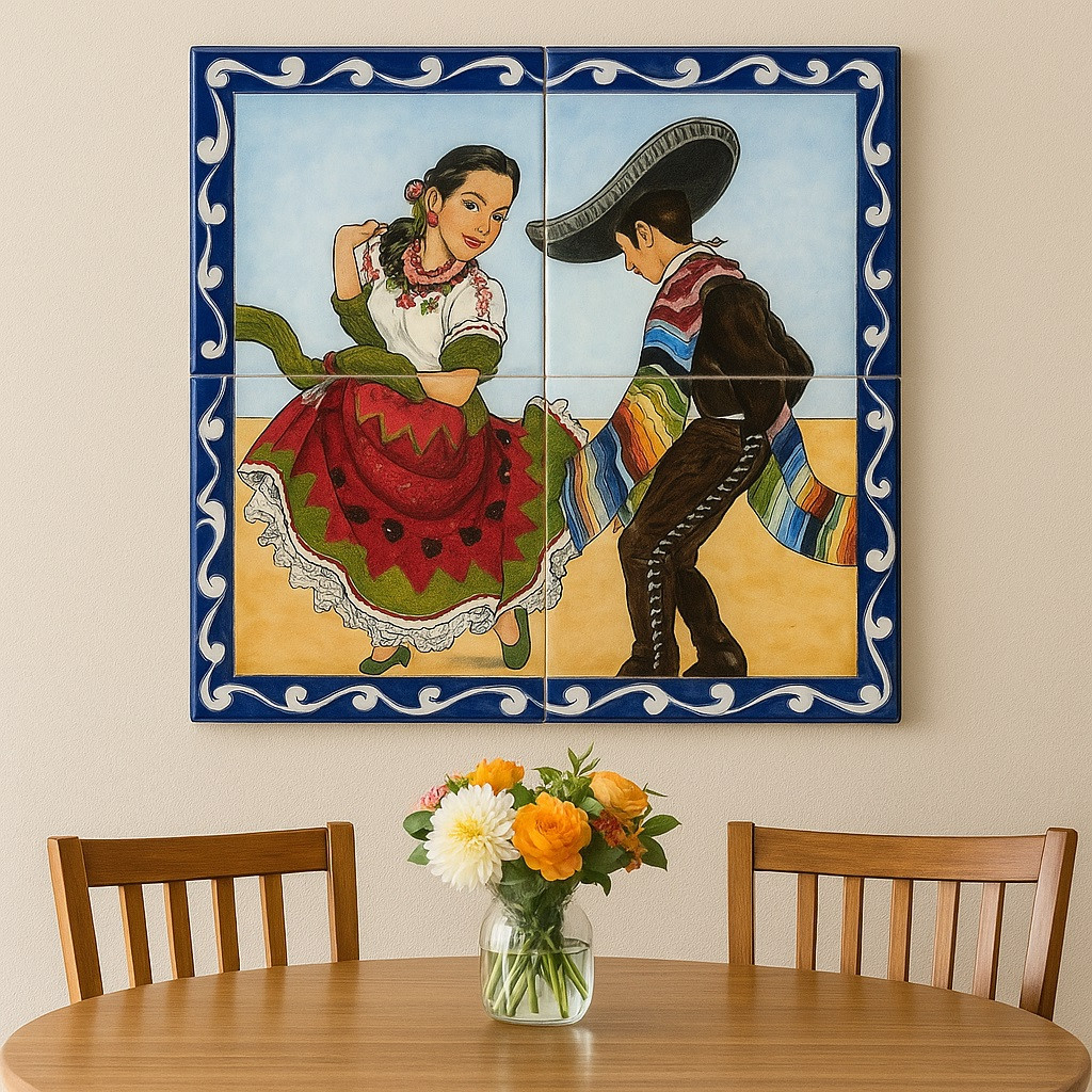 Talavera Tile Mural – Mexican Folk Dance Couple