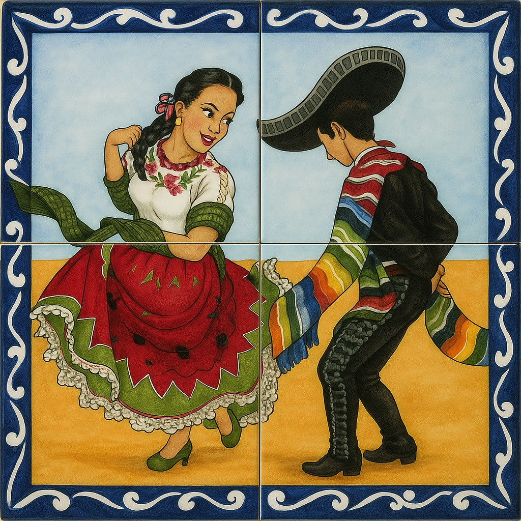 Talavera Tile Mural – Mexican Folk Dance Couple