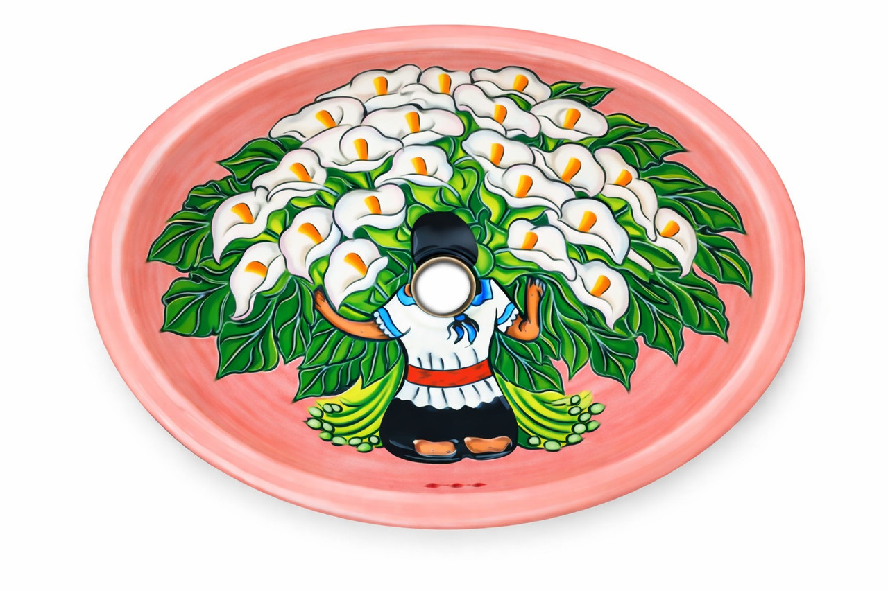 Talavera bathroom sink figurative calla
