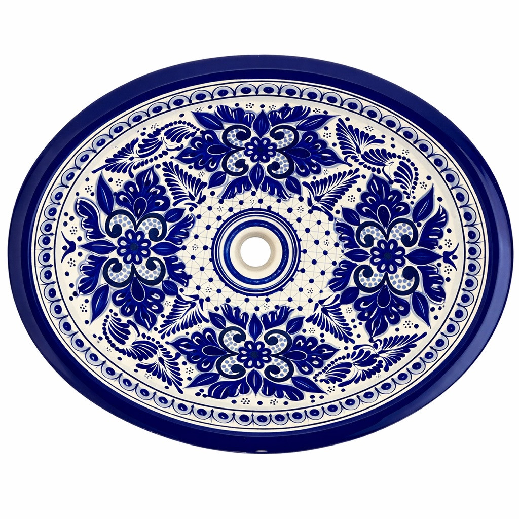 Classic cobalt talavera bathroom sink
