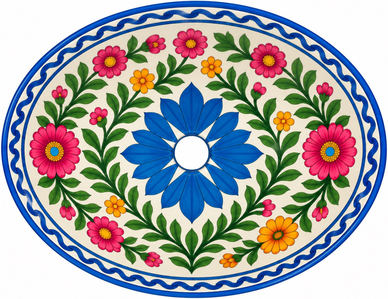 Floral talavera mexican bathroom sink