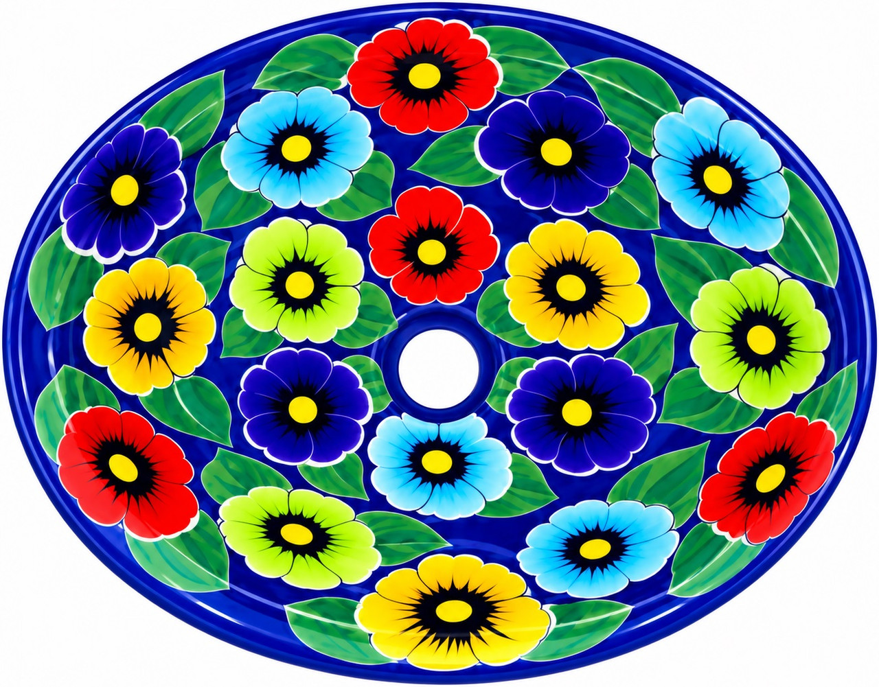 Talavera bathroom sink cobalt pansy