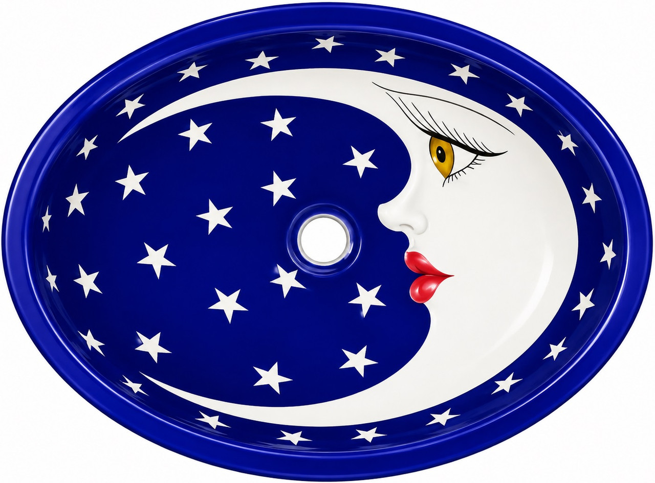 Oval mexican bathroom sink cobalt moon design