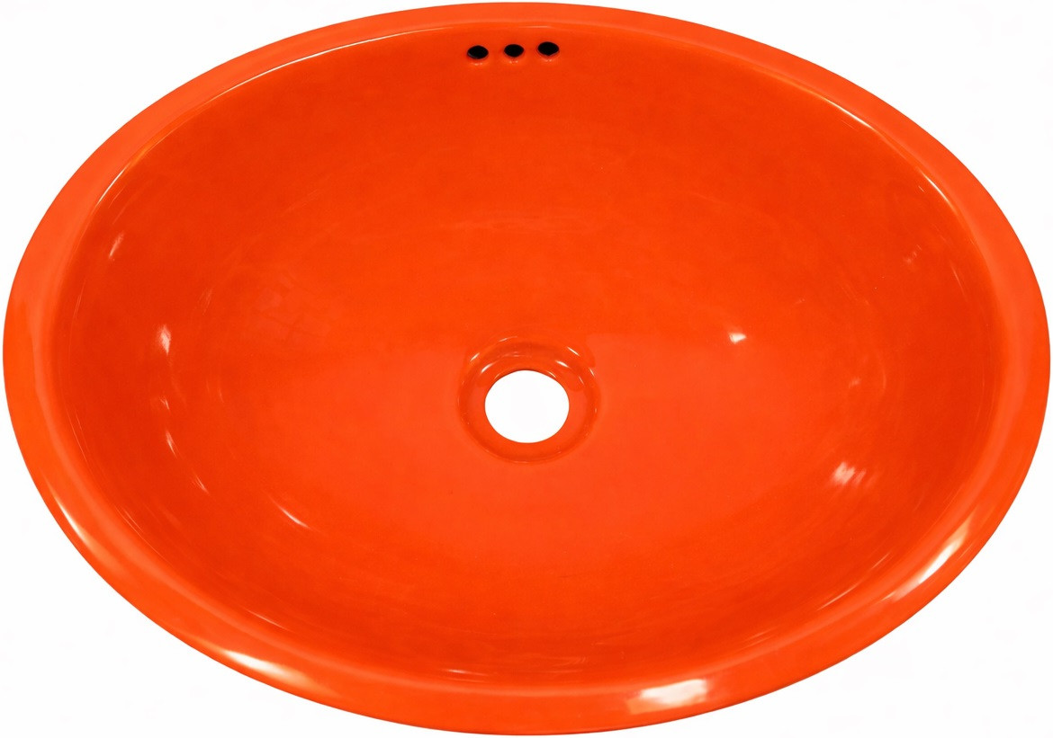 Mexican oval orange talavera bathroom sink