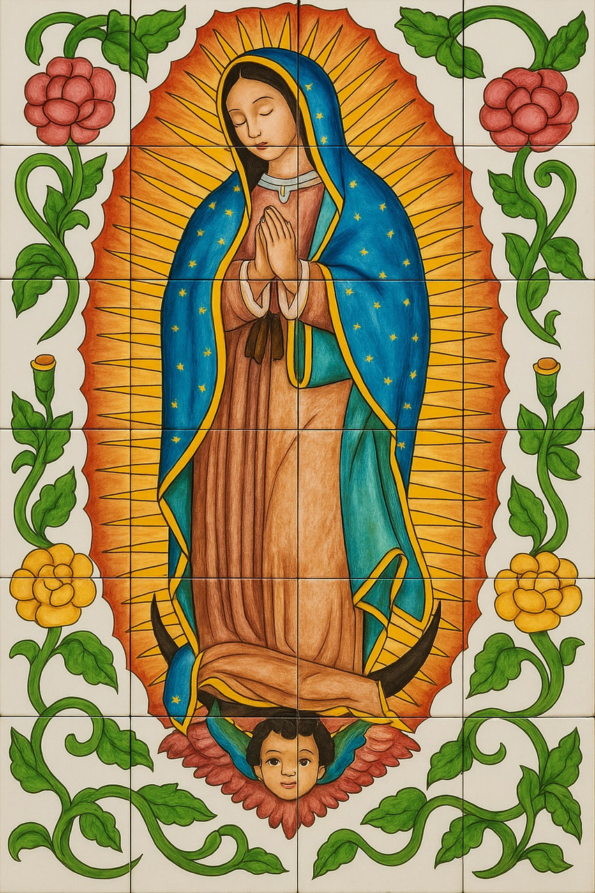 Guadalupe Religious Talavera Tile Mural