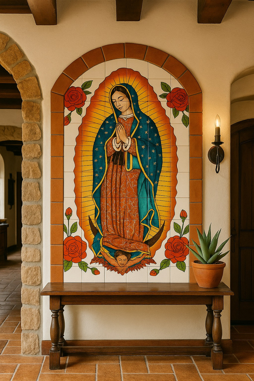 Our Lady of Guadalupe Talavera Tile Mural | Mexican Religious Art