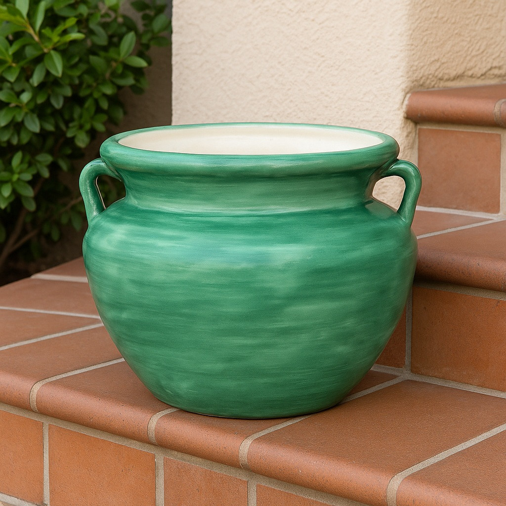 Green Talavera Planter – Handcrafted Mexican Pot