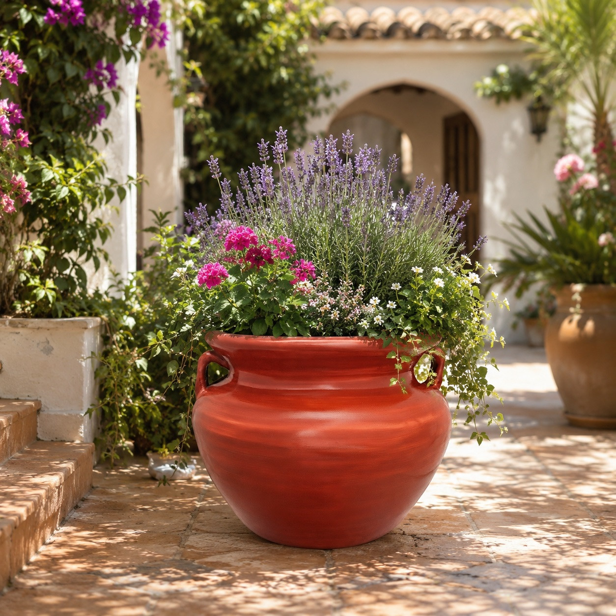 Terracotta Red Talavera Planter – Handcrafted Mexican Pot