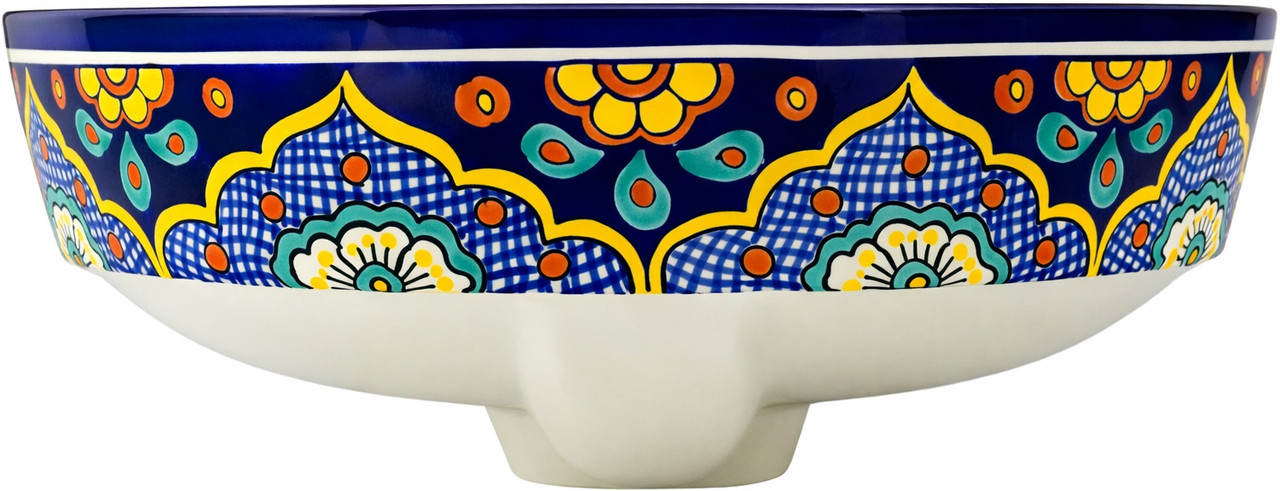 Talavera above counter sink floral rosette design style
