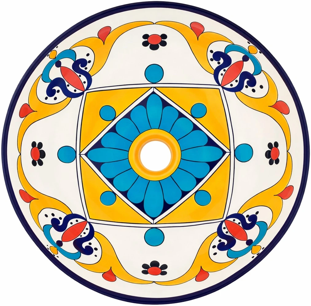 Talavera above counter bathroom sink floral geometric design main image