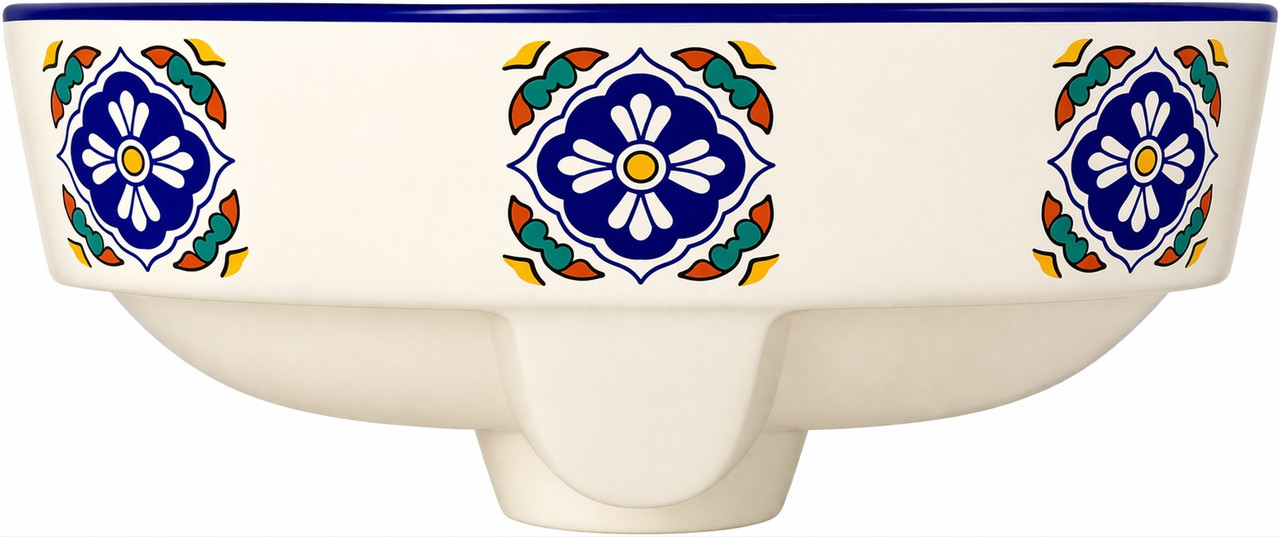 Talavera above counter Mexican bathroom sink quatrefoil design