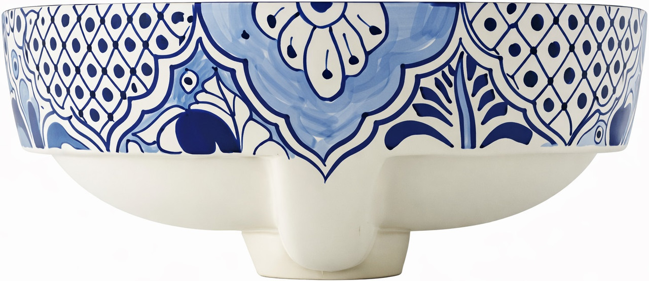Talavera blue floral above counter bathroom sink