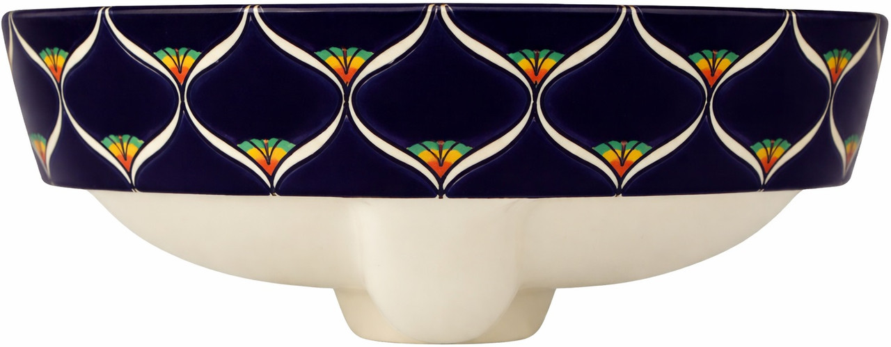 Talavera radial navy floral above counter bathroom sink