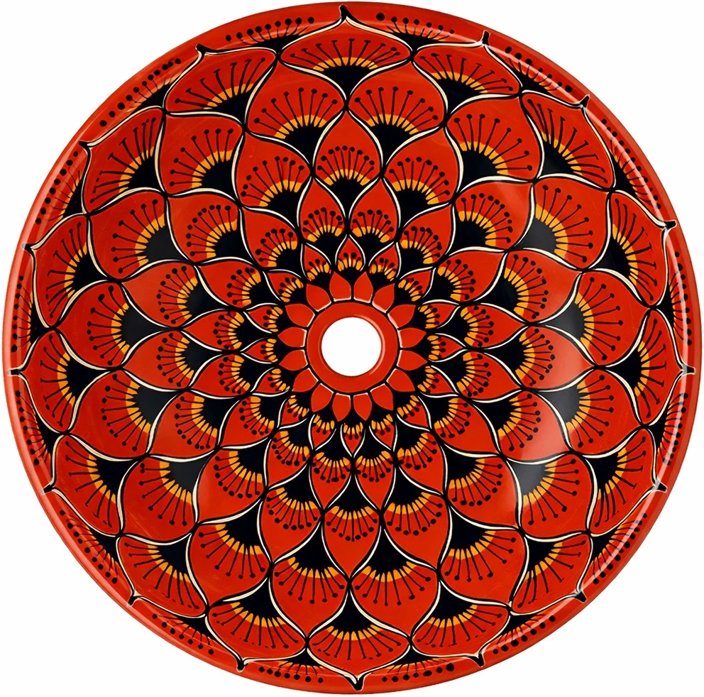 Talavera above counter Mexican bathroom sink mandala design main image