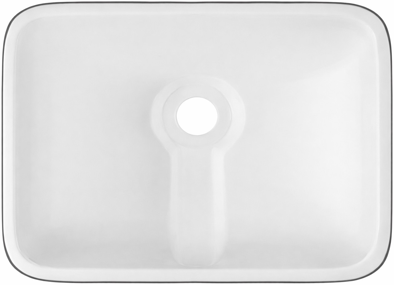 Rectangular talavera bathroom sink with blue yellow flor design back view