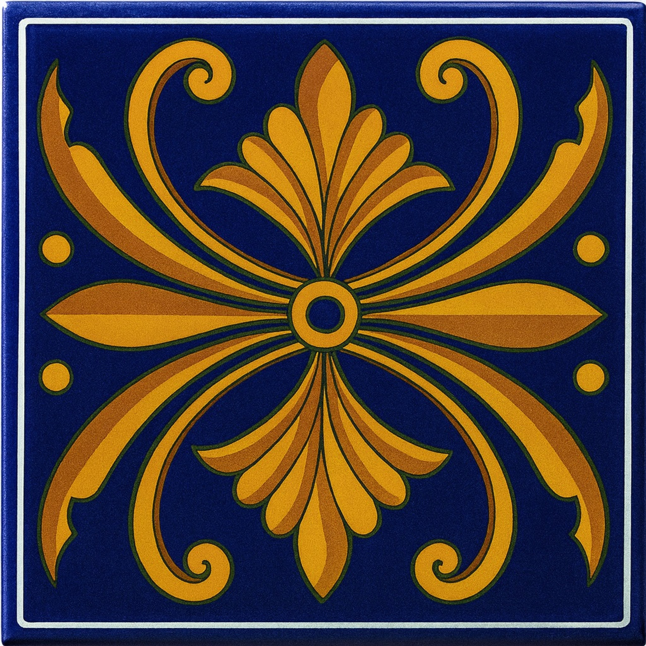 Cobalt golden medallion talavera tile