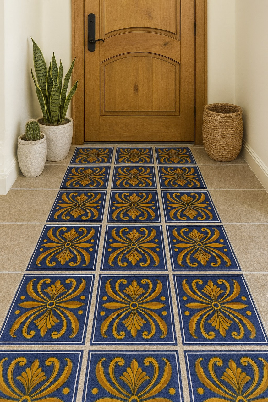 Cobalt Golden Medallion Talavera Tile