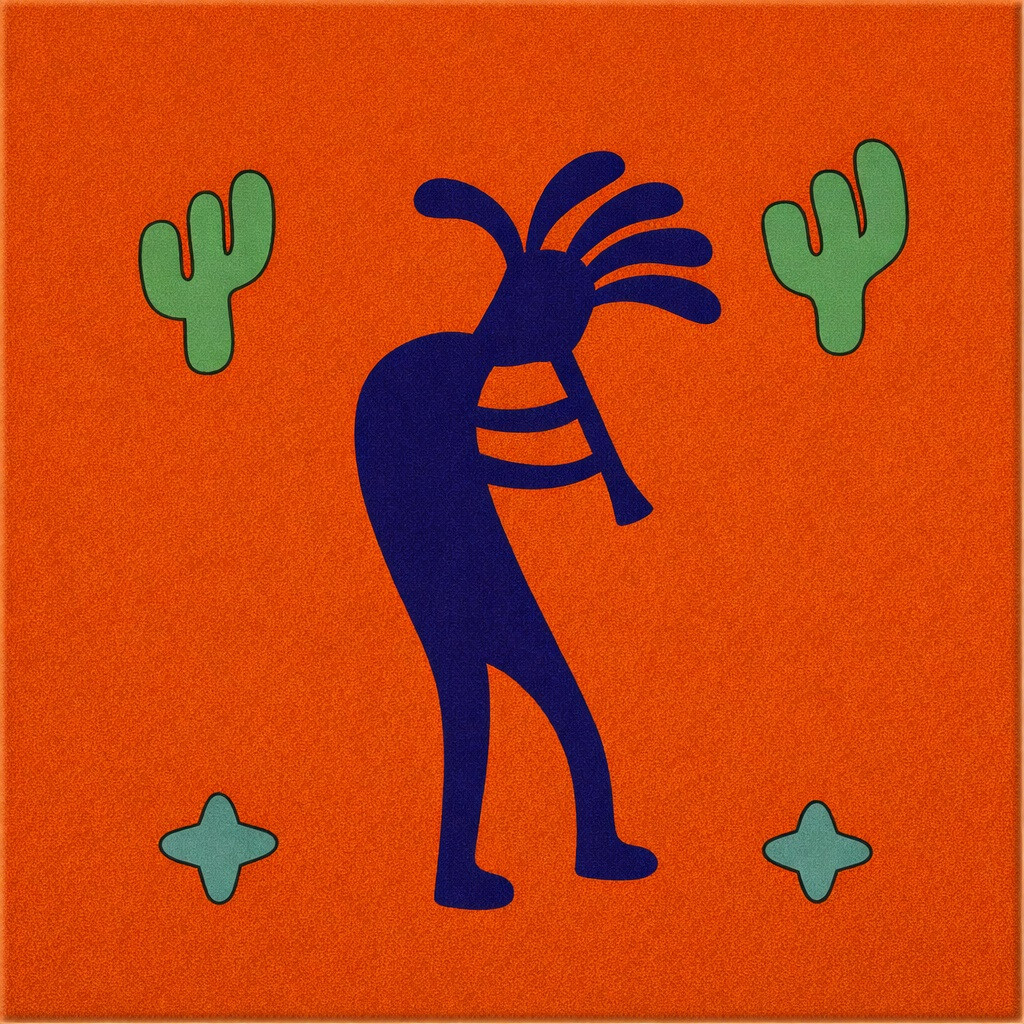 Kokopelli Cobalt Terracotta Mexican Tile | Handcrafted Ceramic