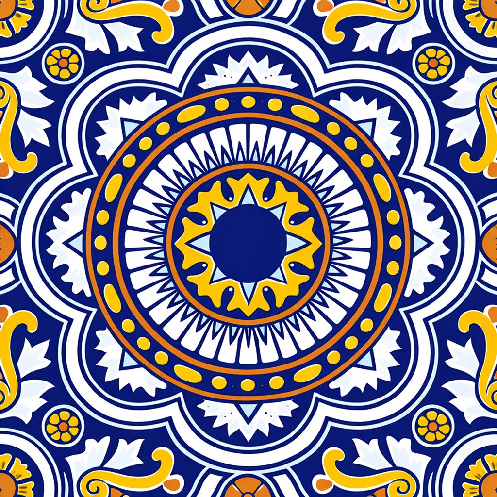 Cobalt sunburst talavera tile