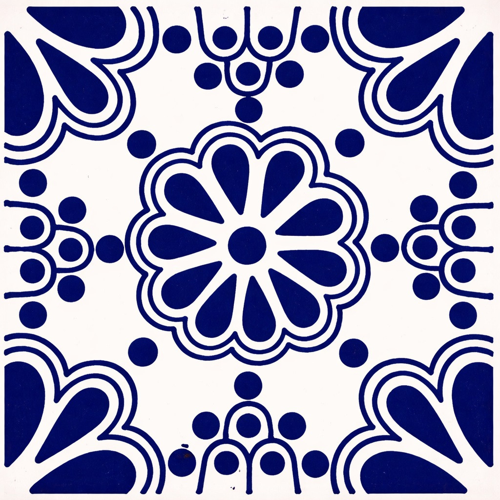 Cobalt rosette talavera tile