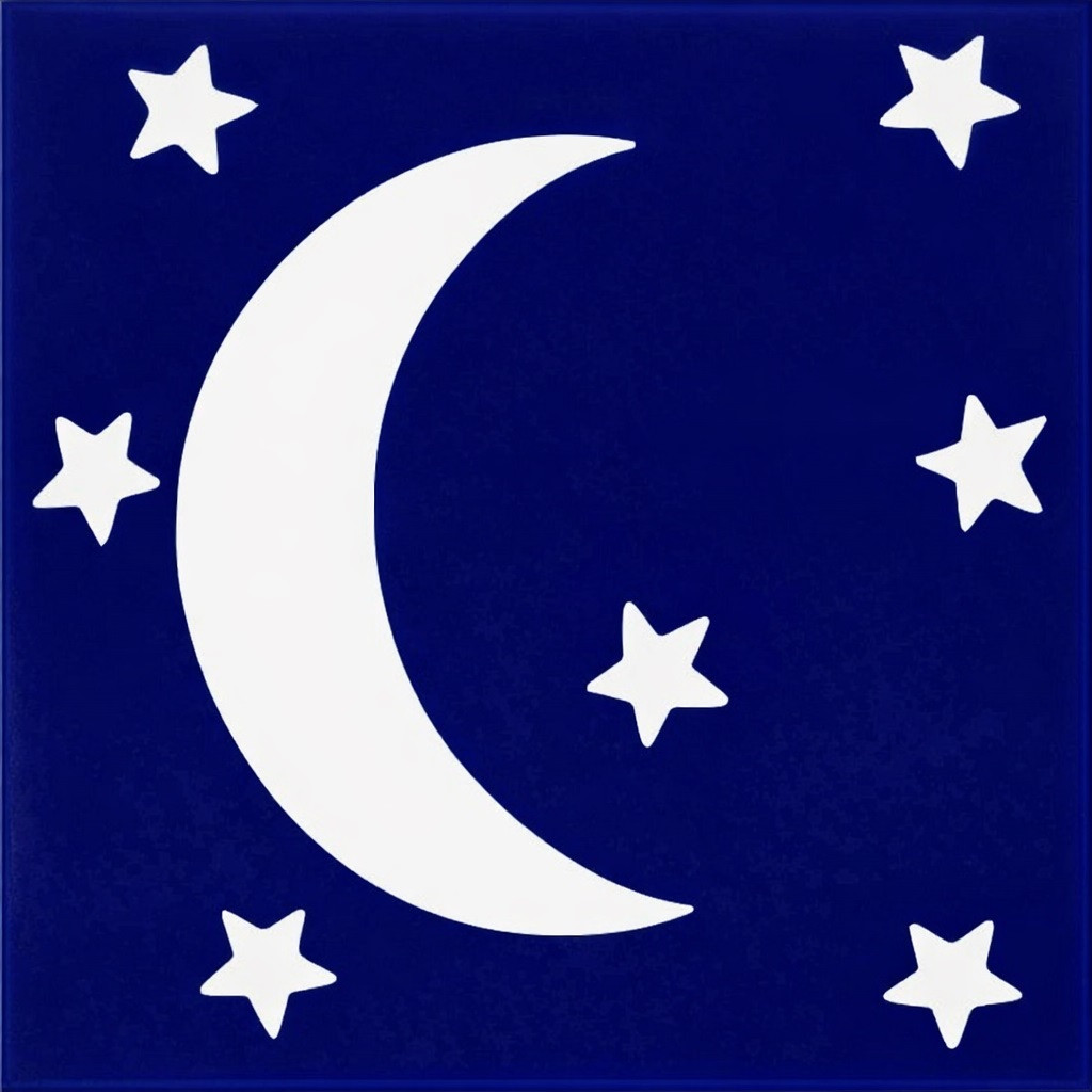 Talavera Crescent Moon Star Tile | Mexican Cobalt Blue Ceramic
