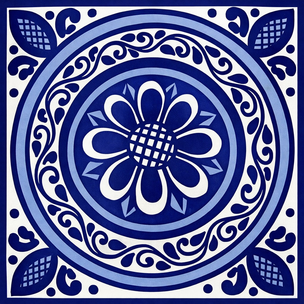 Blue medallion talavera tile