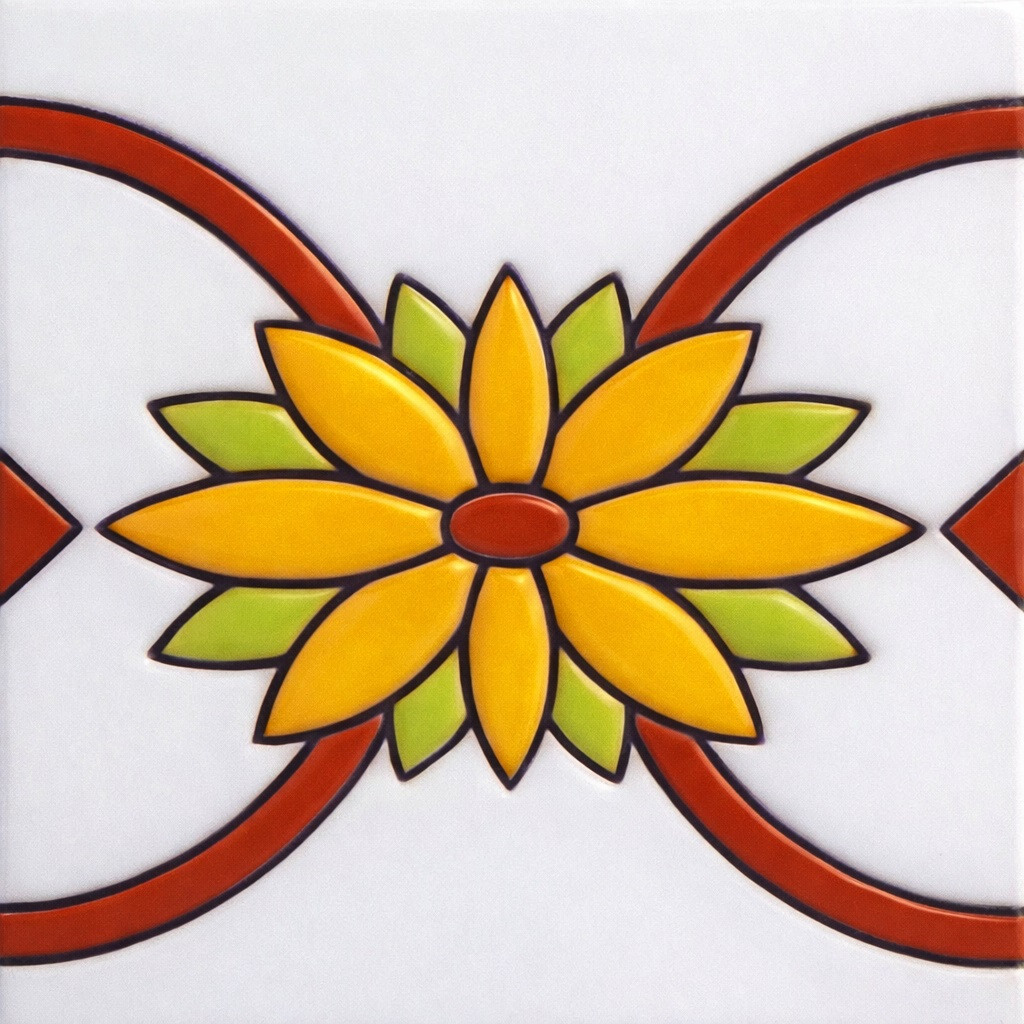 Mexican floral relief border talavera tile