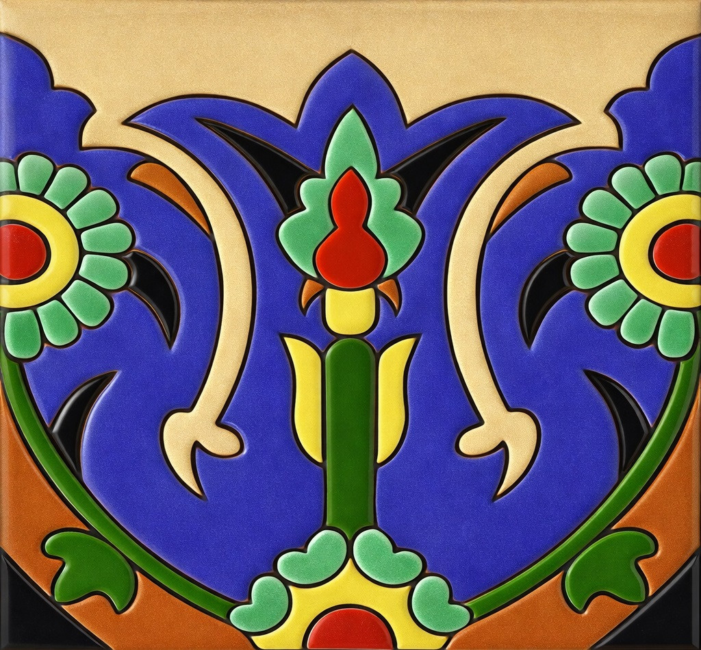Talavera tulip floral relief border mexican tile