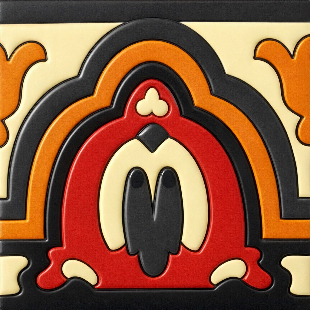Mexican talavera arched relief border tile