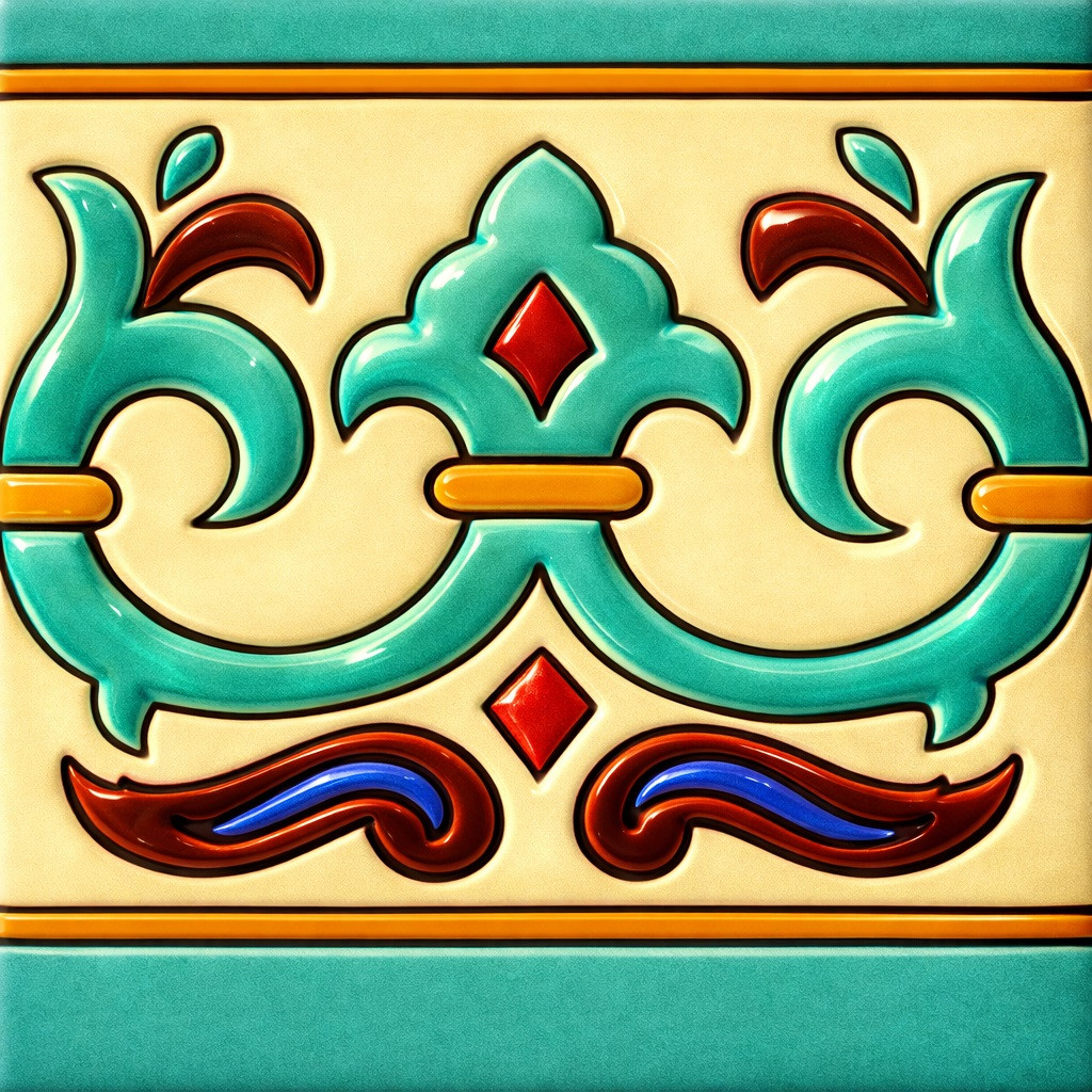 Talavera fleur scroll relief border mexican tile