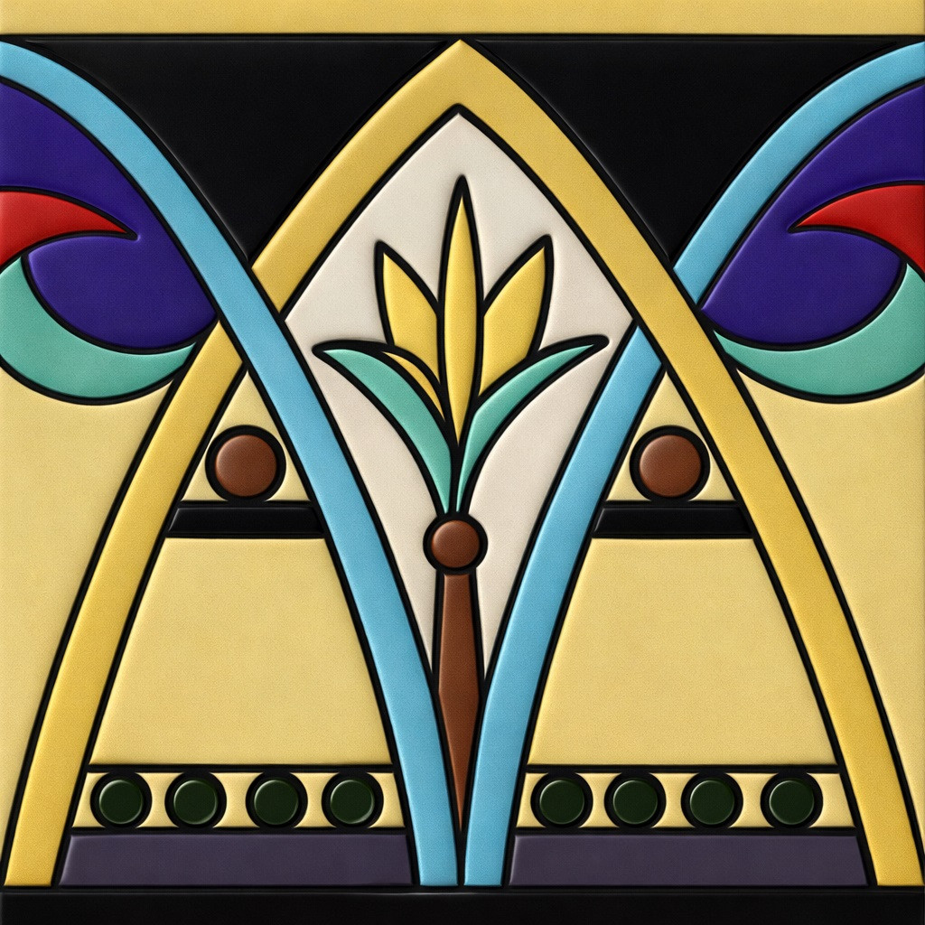 Mexican talavera gothic arch relief border tile