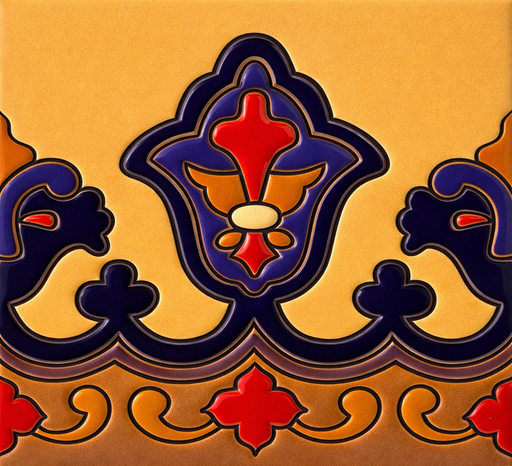 Navy fleur de lis mexican talavera border