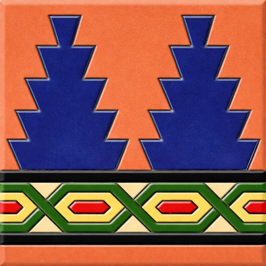 Mexican talavera aztec relief border tile