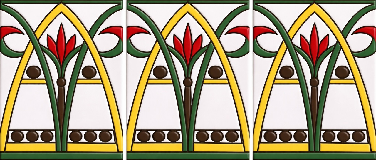 Mexican floral arch relief talavera decorative tile border handcrafted relief tile set