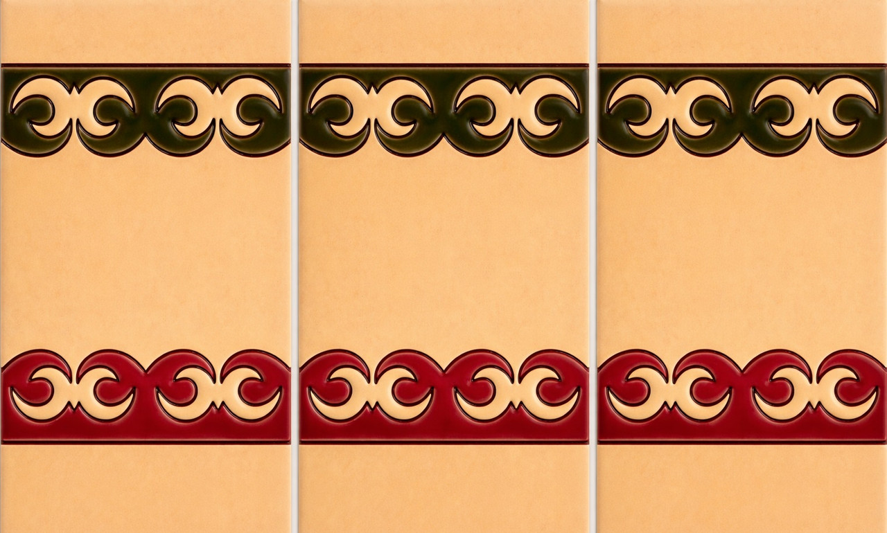 Mexican scroll relief talavera tile decorative border handcrafted relief tile set