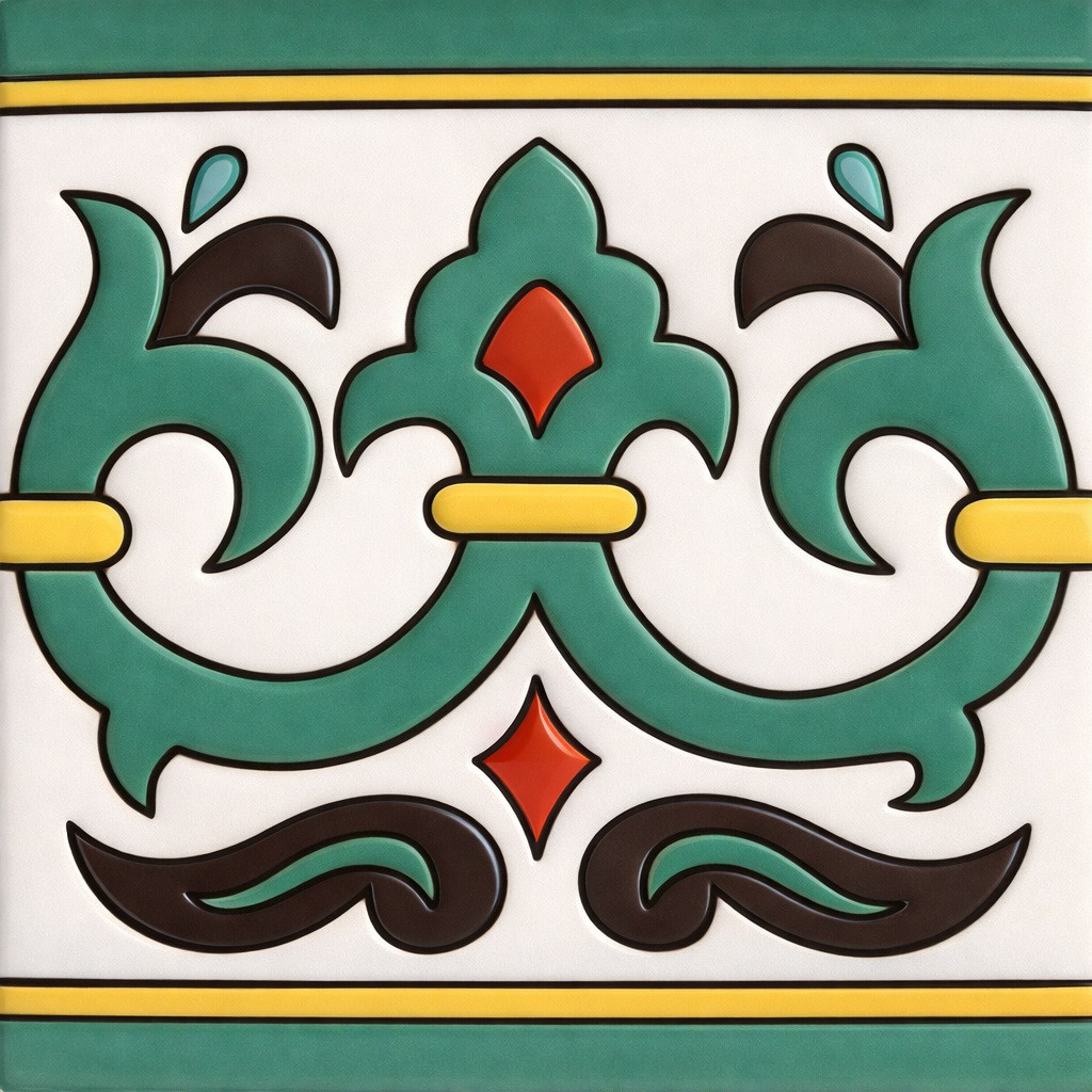 Mexican relief scroll border talavera tile