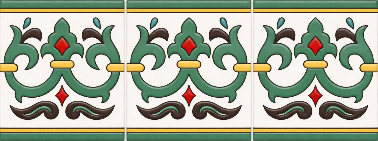 Mexican relief scroll border talavera tile three-piece border set