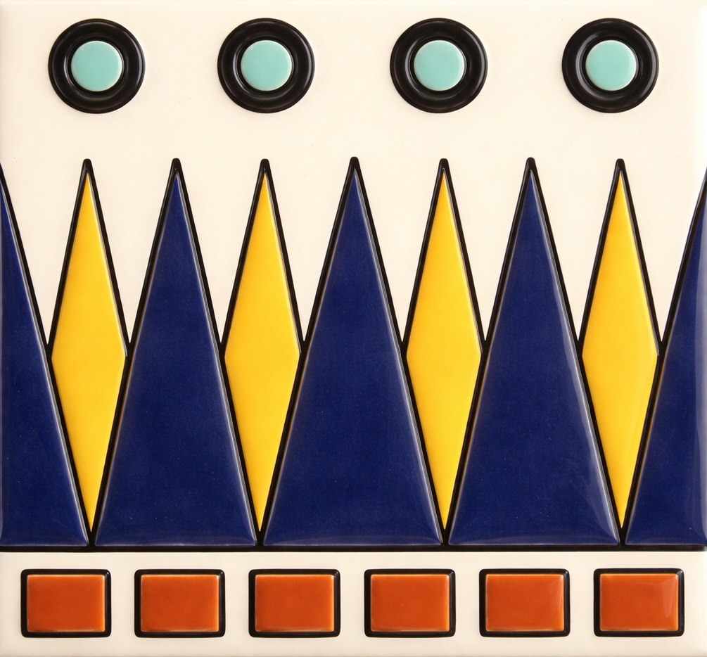 Mexican talavera art deco geometric relief border